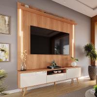 Rack Com Painel Sevilla - Mdp Efeito Ripado 3d Jequitibá-off White - Lukaliam Móveis - 2