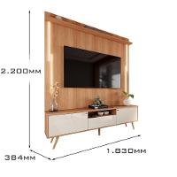 Rack Com Painel Sevilla - Mdp Efeito Ripado 3d Jequitibá-off White - Lukaliam Móveis - 5