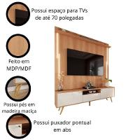 Rack Com Painel Sevilla - Mdp Efeito Ripado 3d Jequitibá-off White - Lukaliam Móveis - 6