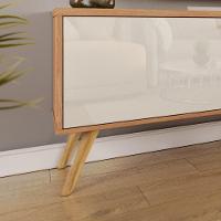 Rack Com Painel Sevilla - Mdp Efeito Ripado 3d Jequitibá-off White - Lukaliam Móveis - 8