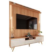 Rack Com Painel Sevilla - Mdp Efeito Ripado 3d Jequitibá-off White - Lukaliam Móveis - 9