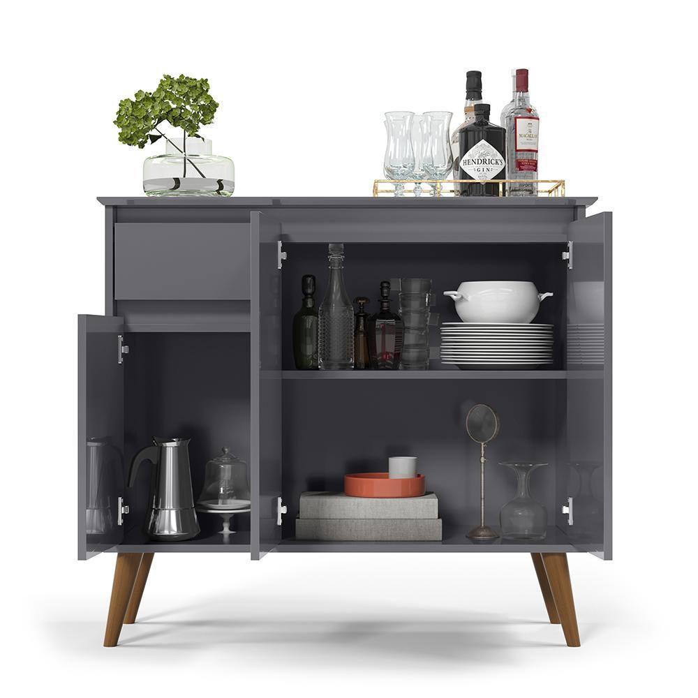 Aparador Buffet Veneza - 3 Portas E 1 Gaveta Em Mdf-mdp Cinza - Ej Móveis - 2