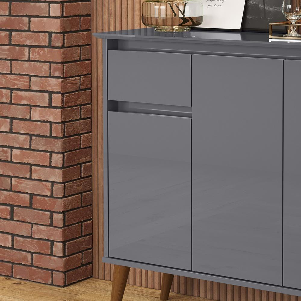 Aparador Buffet Veneza - 3 Portas E 1 Gaveta Em Mdf-mdp Cinza - Ej Móveis - 3