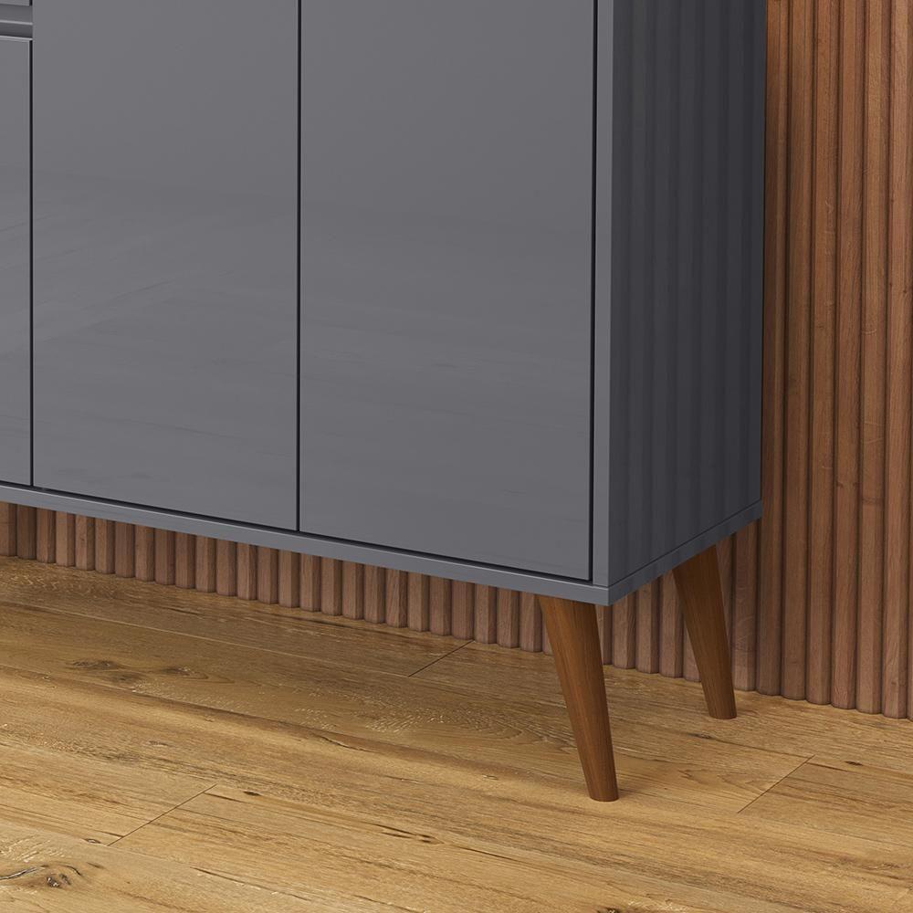 Aparador Buffet Veneza - 3 Portas E 1 Gaveta Em Mdf-mdp Cinza - Ej Móveis - 5