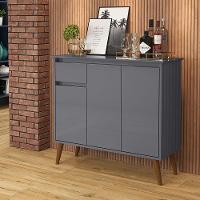 Aparador Buffet Veneza - 3 Portas E 1 Gaveta Em Mdf-mdp Cinza - Ej Móveis - 1