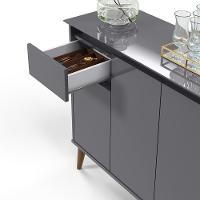 Aparador Buffet Veneza - 3 Portas E 1 Gaveta Em Mdf-mdp Cinza - Ej Móveis