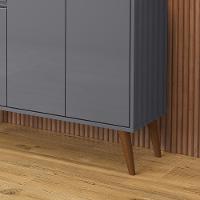 Aparador Buffet Veneza - 3 Portas E 1 Gaveta Em Mdf-mdp Cinza - Ej Móveis - 5