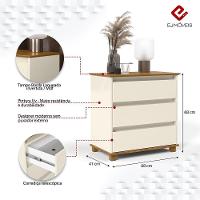 Cômoda Mini Ej Versatil 3 Gavetas Com Pés De Madeira Off White - Freijó - 2