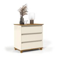 Cômoda Mini Ej Versatil 3 Gavetas Com Pés De Madeira Off White - Freijó - 4