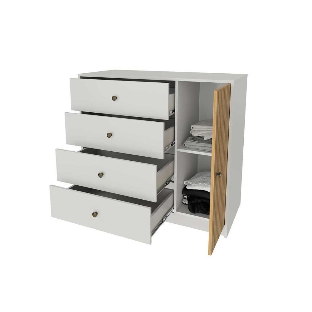 Cômoda De Quarto Mb 1059 C- 1 Porta E 4 Gavetas 100cm Mel - Movelbento - 3