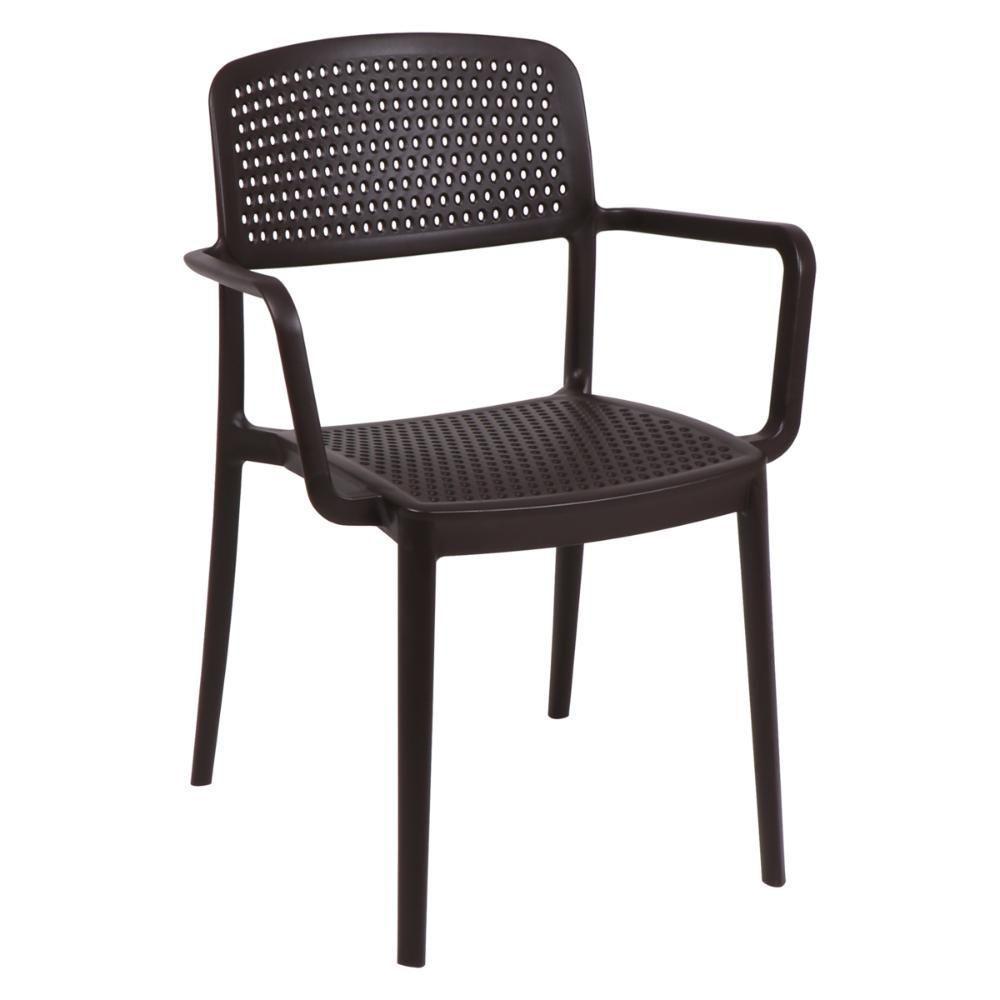 Cadeira Tramontina Serena Em Polipropileno Marrom Com Braços - 4