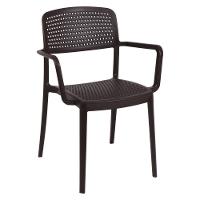 Cadeira Tramontina Serena Em Polipropileno Marrom Com Braços