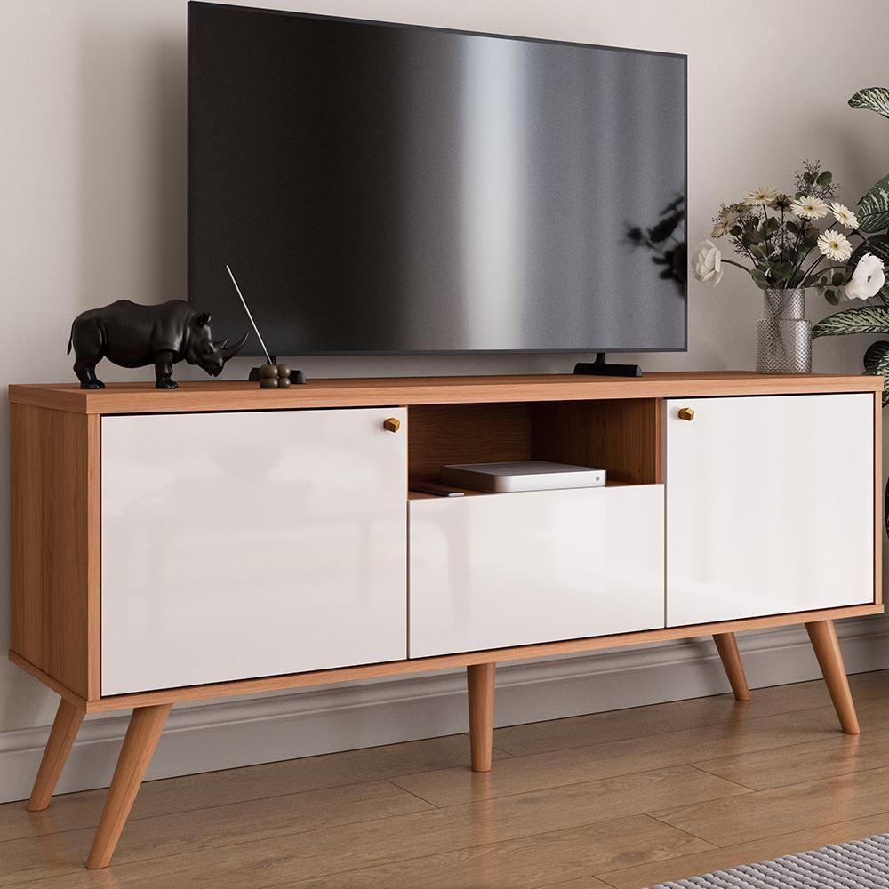 Rack Em Mdp 25mm P- Tv Até 70" 1,36m 2 Portas E 1 Gaveta Sevilla Jequitiba-off White Jequitiba-off White - 4