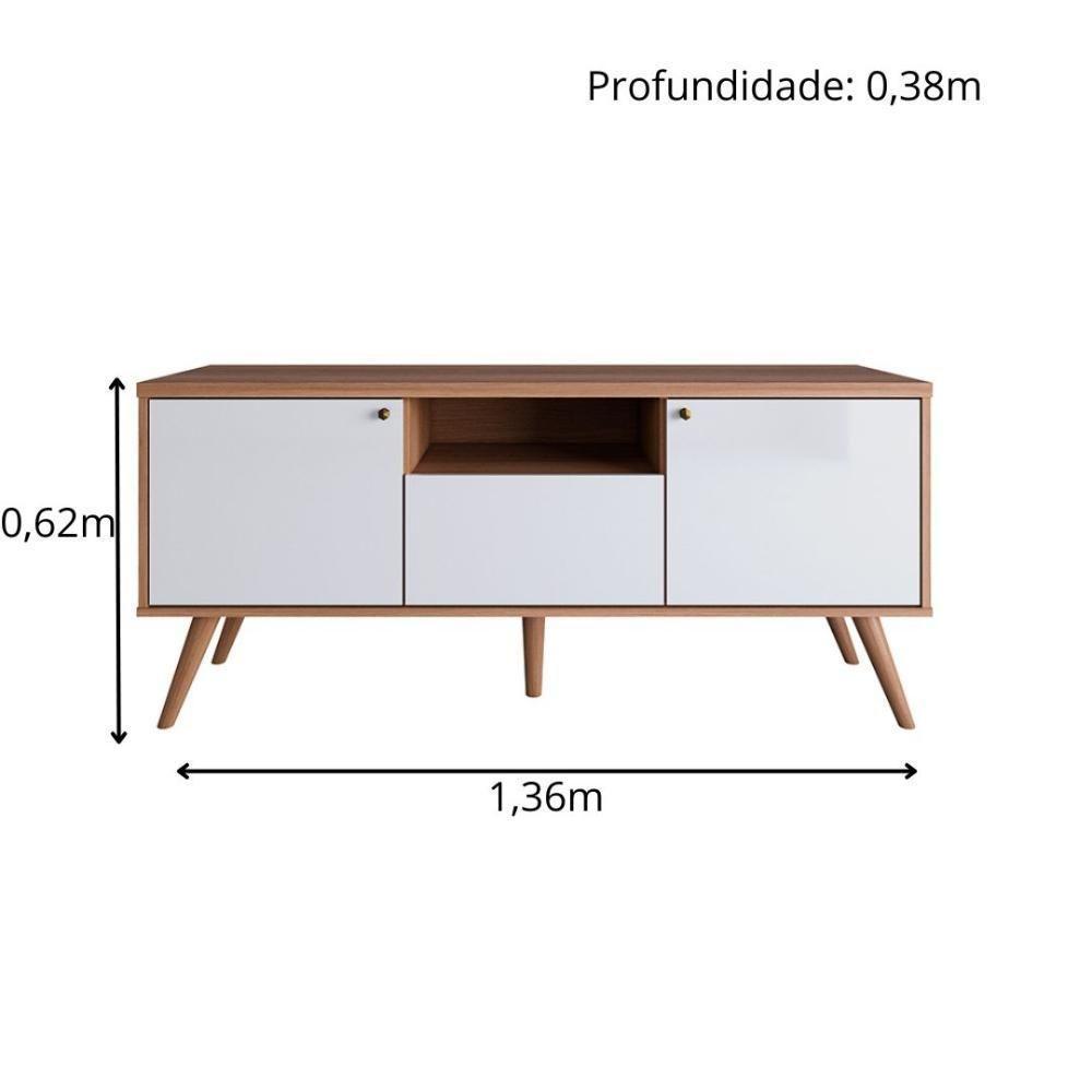 Rack Em Mdp 25mm P- Tv Até 70" 1,36m 2 Portas E 1 Gaveta Sevilla Jequitiba-off White Jequitiba-off White - 6
