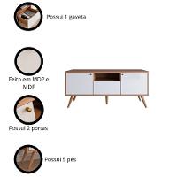 Rack Em Mdp 25mm P- Tv Até 70" 1,36m 2 Portas E 1 Gaveta Sevilla Jequitiba-off White Jequitiba-off White - 5