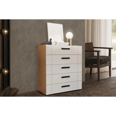 Cômoda de Quarto Lisboa 5 Gavetas MDF com Puxador Plástico Creme