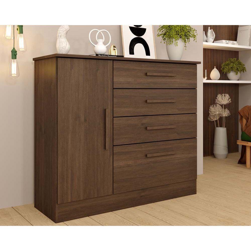 Cômoda De Quarto Chicago C- 1 Porta E 4 Gavetas Cinamomo-off White - Tcil Móveis - 10