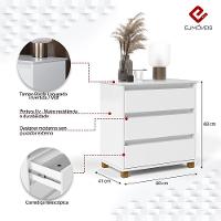 Cômoda Mini Ej Versátil - 3 Gavetas Pés De Madeira Corrediças Telescópicas Mdf-mdp Branco - Ej Móveis - 2