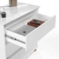 Cômoda Mini Ej Versátil - 3 Gavetas Pés De Madeira Corrediças Telescópicas Mdf-mdp Branco - Ej Móveis - 3
