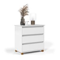 Cômoda Mini Ej Versátil - 3 Gavetas Pés De Madeira Corrediças Telescópicas Mdf-mdp Branco - Ej Móveis - 4