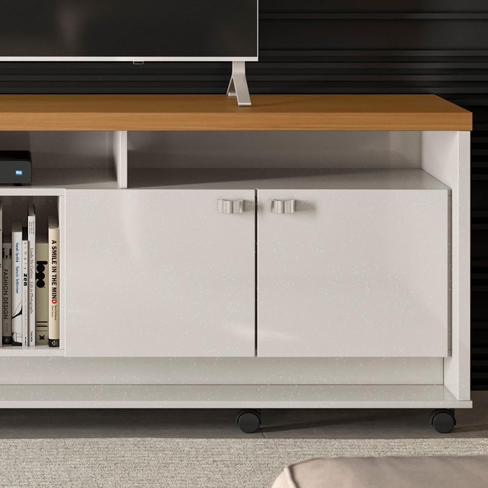 Rack Para Tv Dallas - Até 65" Mdp 3 Portas E Rodízios Off White Perolizado-tauari - Movelove - 5