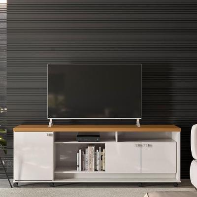 Rack Para Tv Dallas - Até 65" Mdp 3 Portas E Rodízios Off White Perolizado-tauari - Movelove
