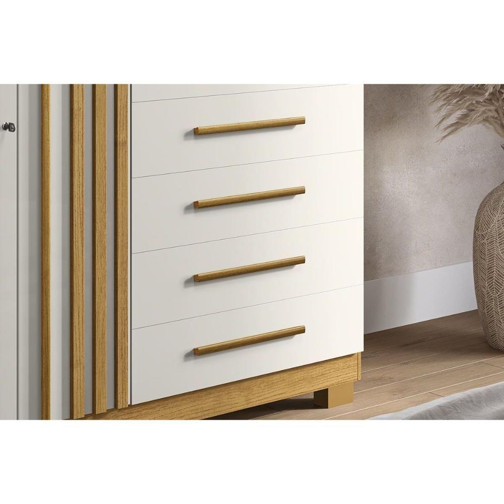 Cômoda De Quarto Bella C- 2 Portas E 5 Gavetas Cinamomo-off White - Acp - 6