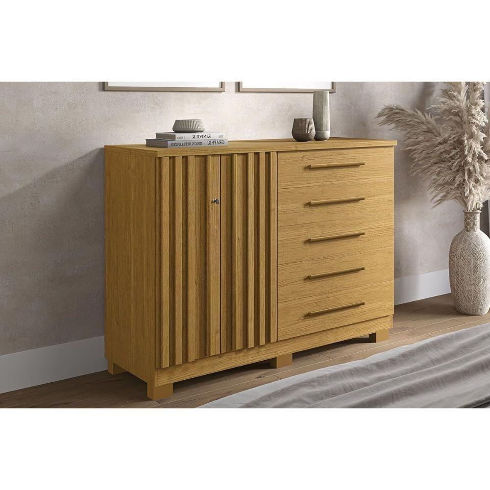 Cômoda De Quarto Bella C- 2 Portas E 5 Gavetas Cinamomo - Acp - 1