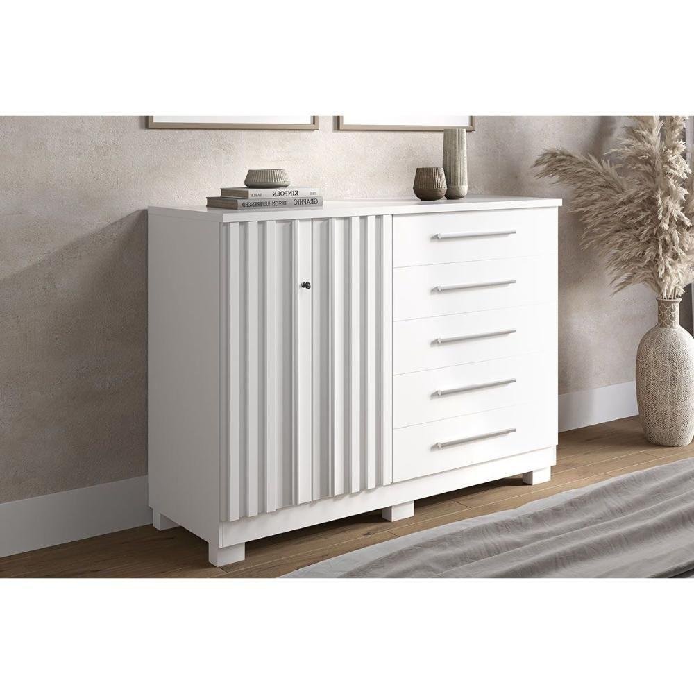 Cômoda De Quarto Bella C- 2 Portas E 5 Gavetas Branco - Acp - 1