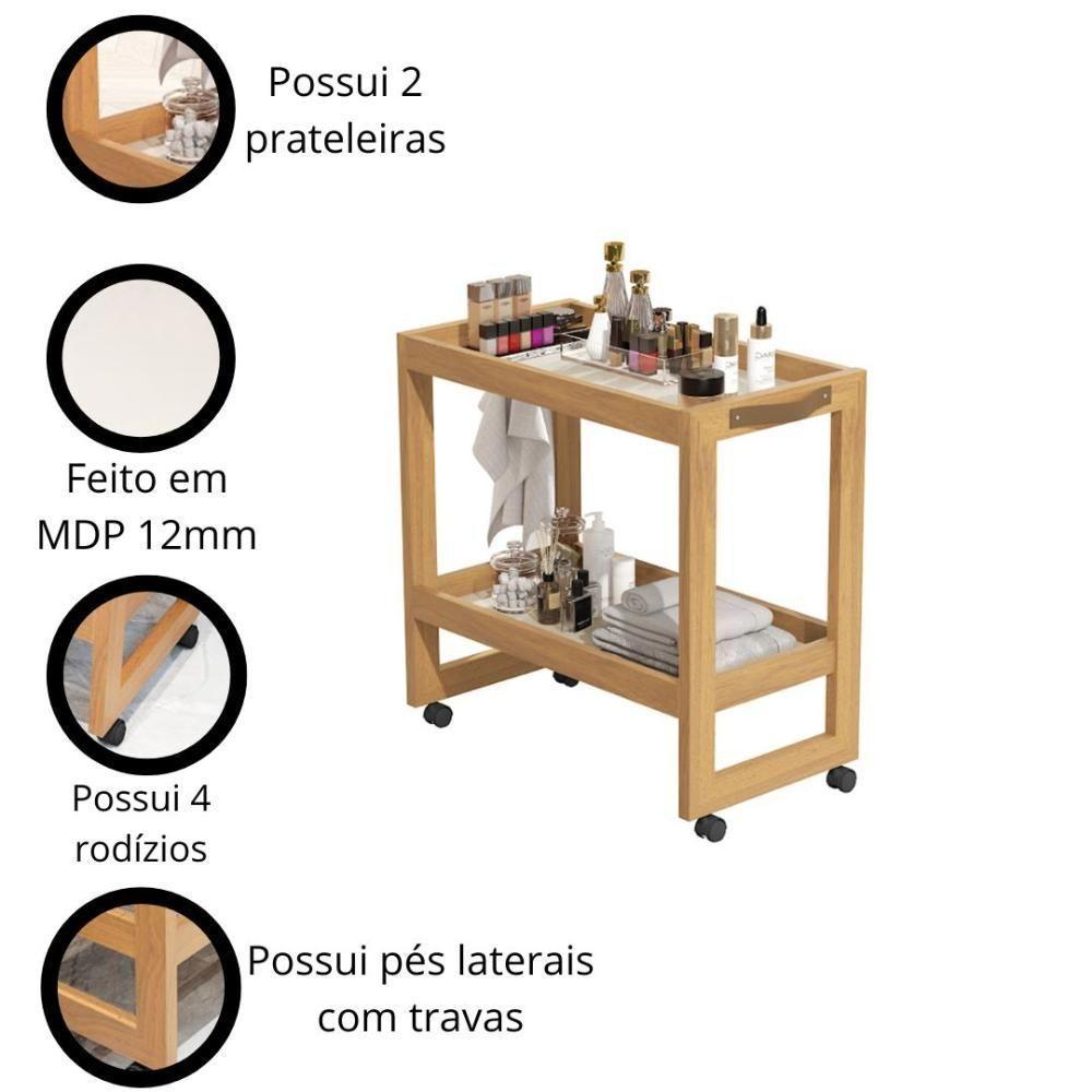 Carrinho Auxiliar Suporte Para Esmalte Com Rodinhas Pérola - 5