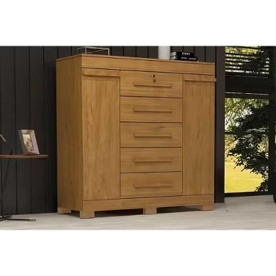 Cômoda de Quarto Diana Cinamomo 5 Gavetas em MDF com Puxador Plástico Marrom