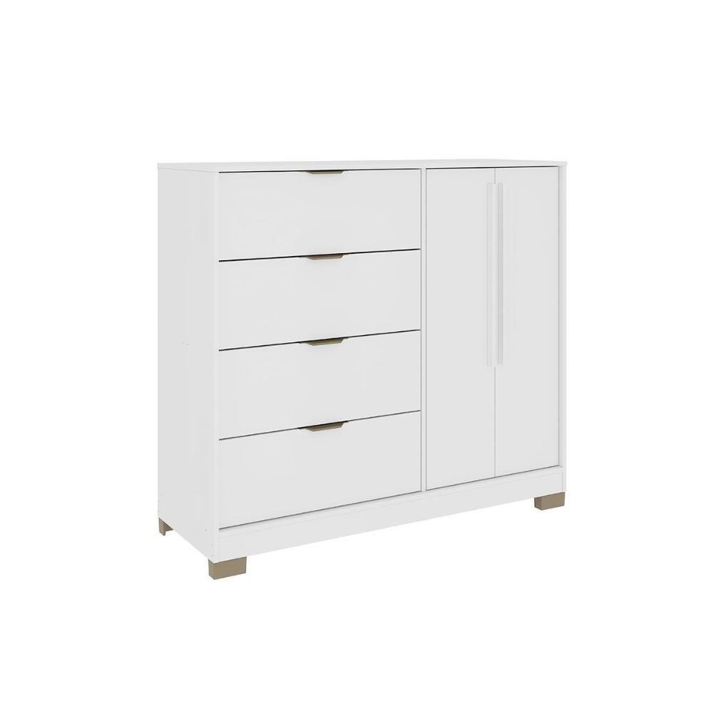 Cômoda De Quarto 1177 C- 1 Porta E 4 Gavetas Branco - Carraro - 1