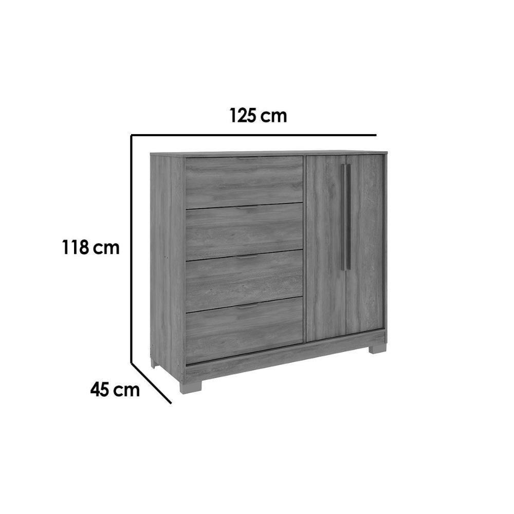 Cômoda De Quarto 1177 C- 1 Porta E 4 Gavetas Branco - Carraro - 3
