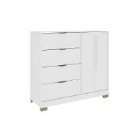 Cômoda De Quarto 1177 C- 1 Porta E 4 Gavetas Branco - Carraro - 1