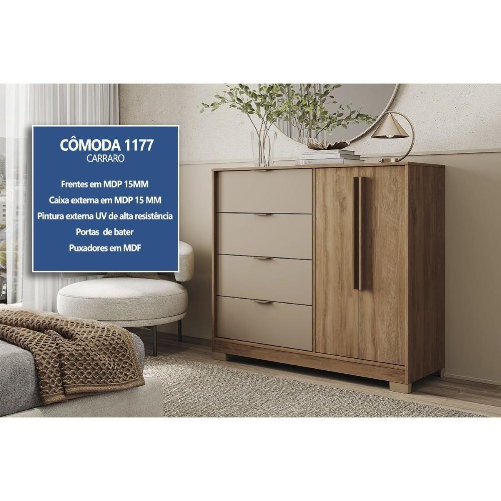 Cômoda De Quarto 1177 C- 1 Porta E 4 Gavetas Avela - Carraro - 2