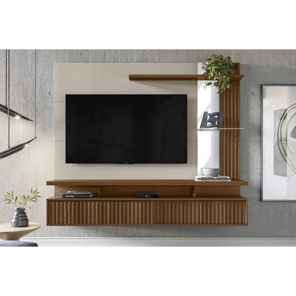 Painel Quarto P- Tv Até 60 Pol Maragogi C- 2 Porta E 2 Prateleiras 182x154cm Freijó-off White - Linea Brasil - 1