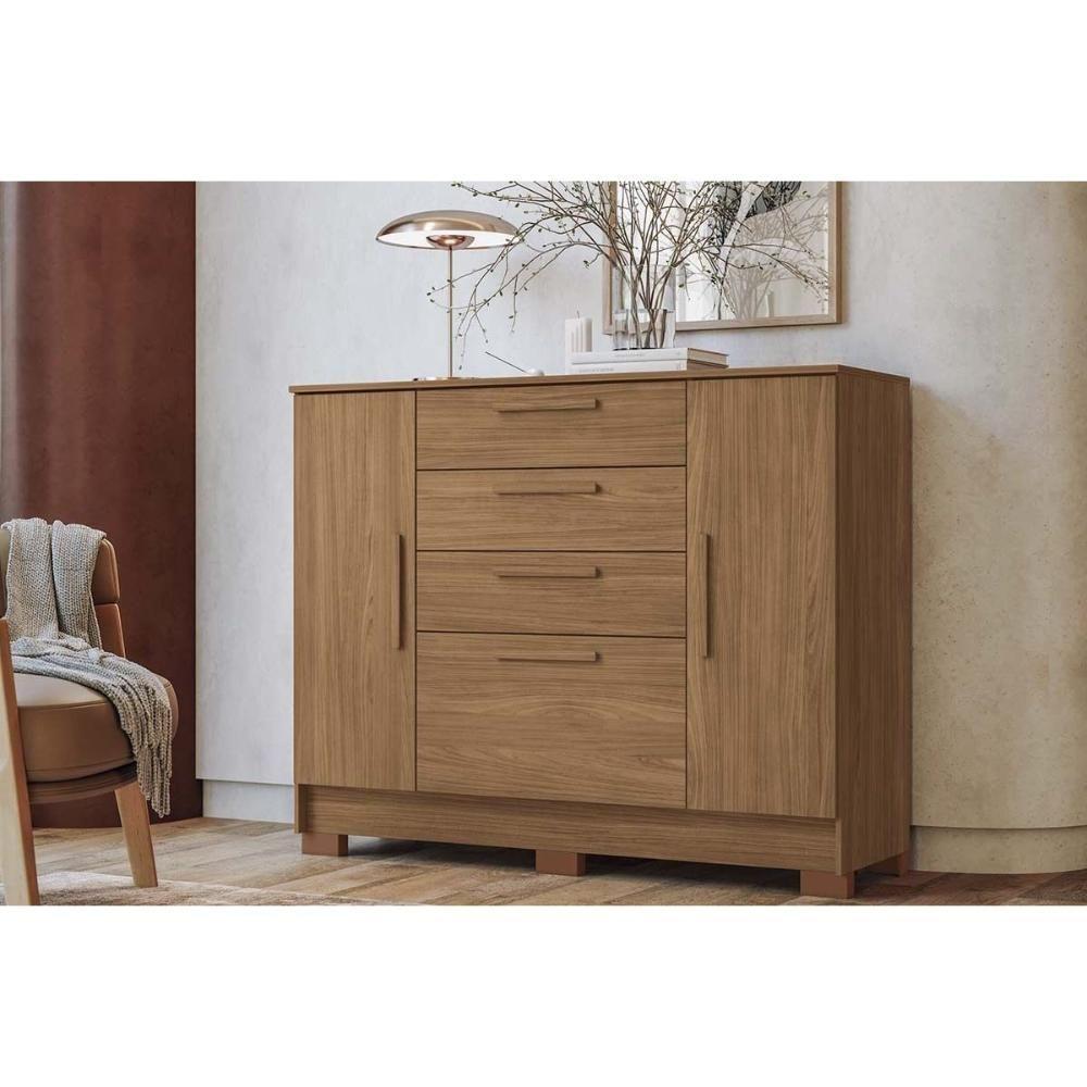 Cômoda De Quarto Pinhais C- 2 Portas E 4 Gavetas Jatobá - Santos Andirá - 1