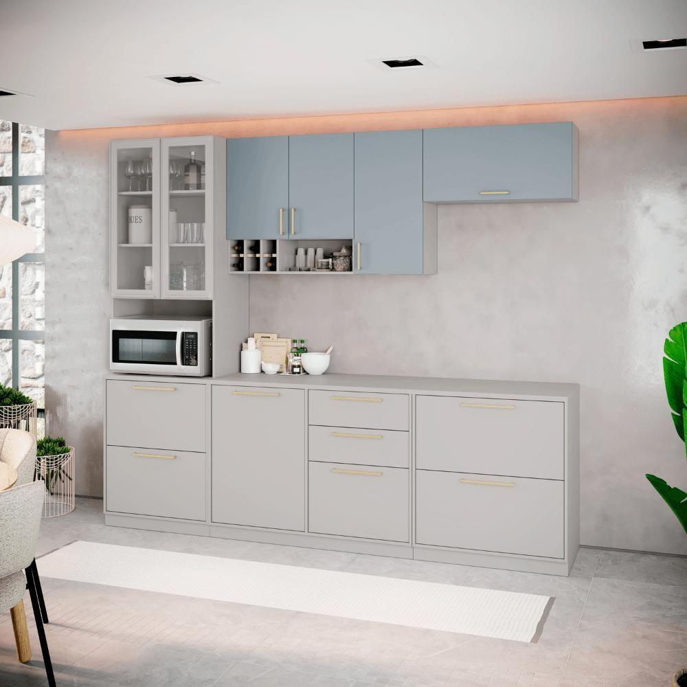 Cozinha Completa Itatiaia Essence 270cm Com Vidro Em Madeira Fendi Gris - 2