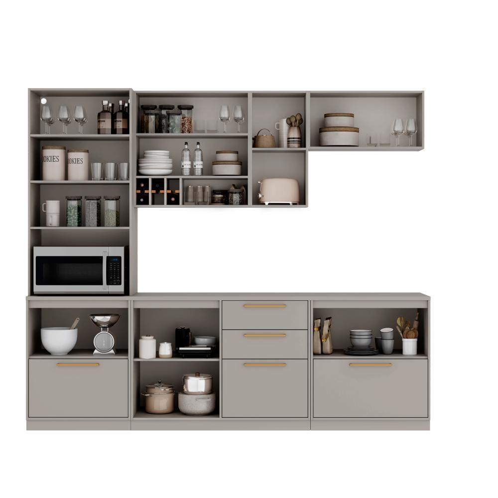 Cozinha Completa Itatiaia Essence 270cm Com Vidro Em Madeira Fendi Gris - 3