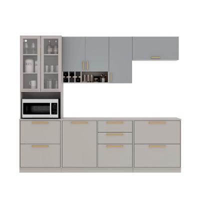 Cozinha Completa Itatiaia Essence 270cm Com Vidro Em Madeira Fendi Gris