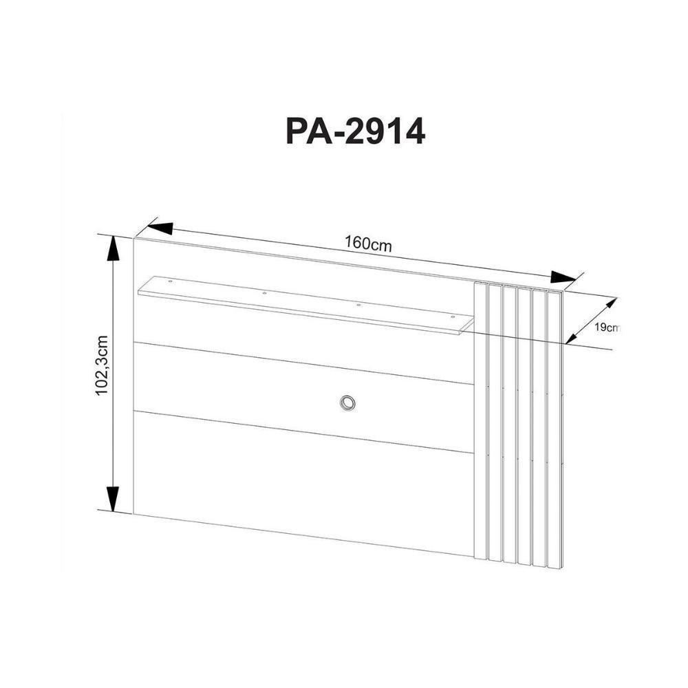 Painel Quarto P- Tv Até 65 Pol Pa2914 Ripado C- Prateleira 160x102cm Natural - Tecno Mobili - 2