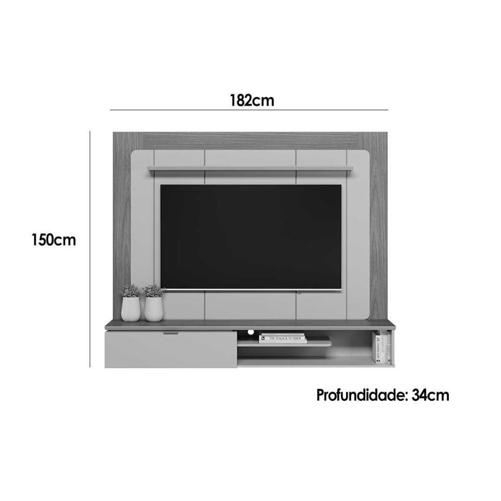 Painel Quarto P- Tv Até 65 Pol Lugano C- 1 Porta E 2 Prateleiras 182x150cm Nature-off White - Linea Brasil - 2