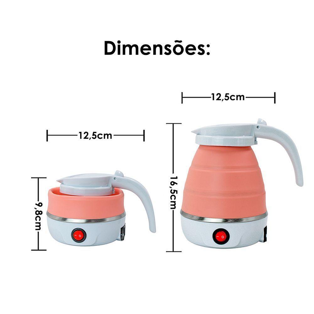 Chaleira Elétrica Dobrável Jarra Bule Silicone 600w 110v 600ml Portatil Branco - 4