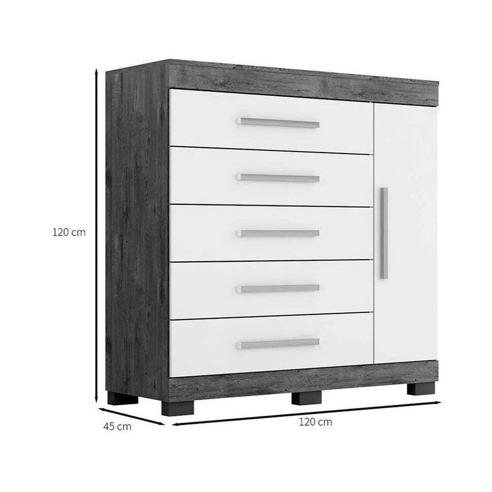 Cômoda De Quarto Rayane 1 Porta E 5 Gavetas C- Sapateira Cinamomo-off White - Acp - 2