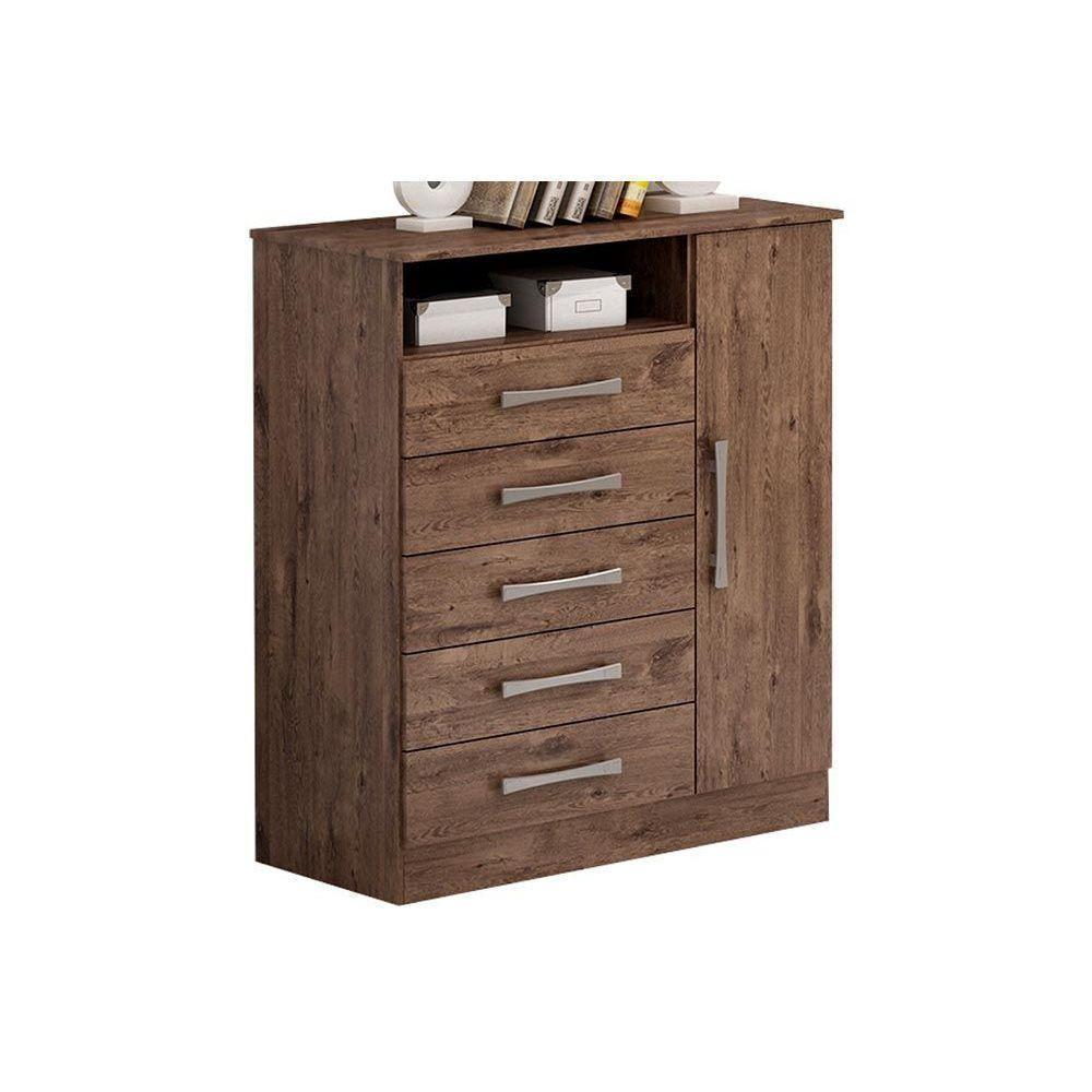 Cômoda De Quarto Madri C- 1 Porta 1 Nicho E 5 Gavetas Cinamomo - Acp - 5