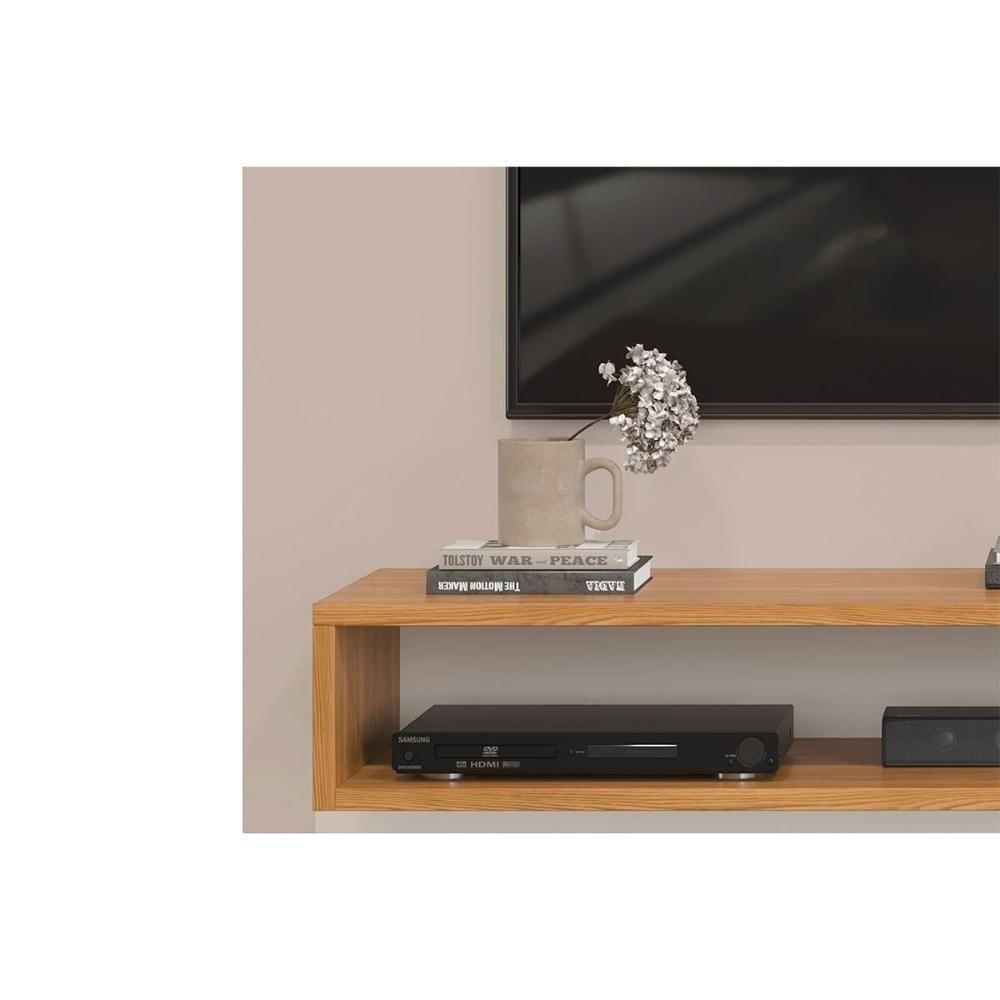 Painel Quarto P- Tv Até 50 Polegadas Nando Ripado C- Prateleira 136x107cm Cedro-bali - Dj Móveis - 3