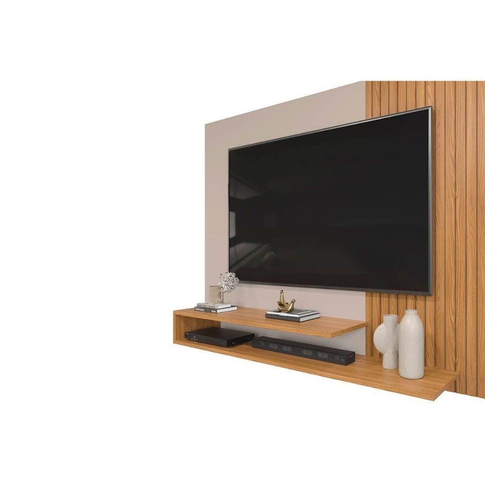 Painel Quarto P- Tv Até 50 Polegadas Nando Ripado C- Prateleira 136x107cm Cedro-bali - Dj Móveis - 5