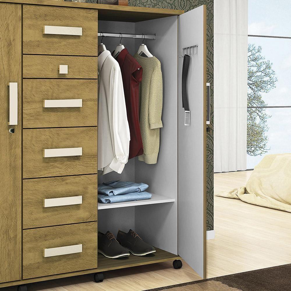 Cômoda Roma - 2 Portas 6 Gavetas Mdp Amêndoa - Lukaliam Móveis - 7