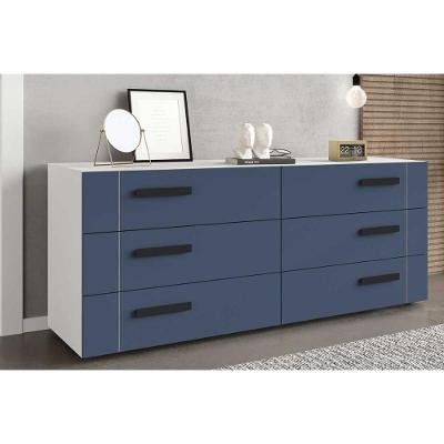 Cômoda De Quarto Lisboa C- 6 Gavetas Branco-azul - Politorno