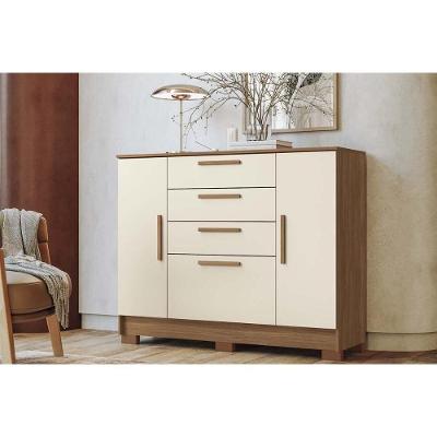 Cômoda De Quarto Pinhais C- 2 Portas E 4 Gavetas Jatoba-areia - Santos Andirá